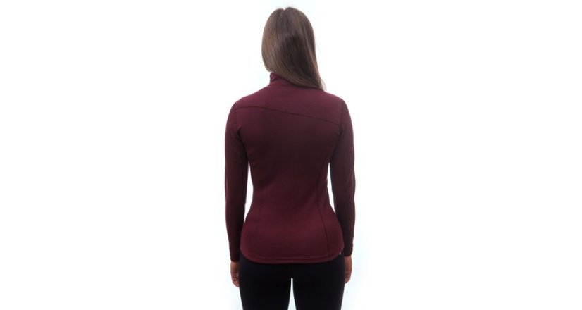 Sensor Merino Upper dámská mikina, krátký zip, Port red
