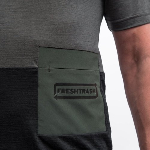FRESH TRASH MEN´S, Lite merino pocket jersey olive green/black