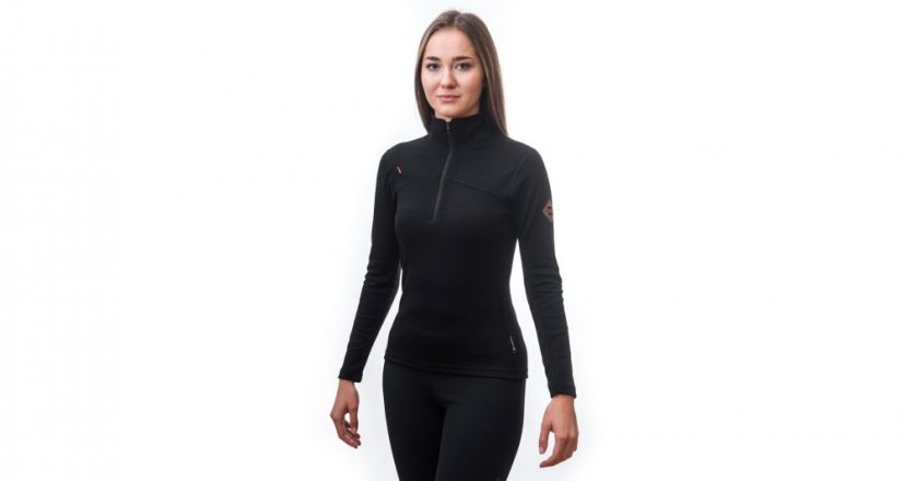 Sensor Merino Extreme Dámské tričko dlouhý rukáv, zip, černá