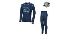 Sensor Double Face Set Adventure dětský triko dl.rukáv + spodky deep blue