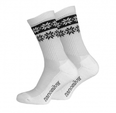 Nanosilver Zimní termo ponožky se stříbrem bílá/černá Snow