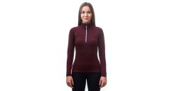 Sensor Merino Upper dámská mikina, krátký zip, Port red