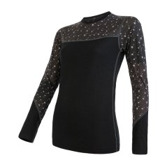 Sensor Merino Impress dámské tričko dlouhý rukáv černá/pattern