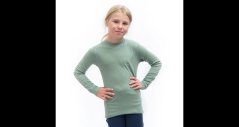 Sensor Merino DF Logo Up juniorské triko dl. rukáv basil green