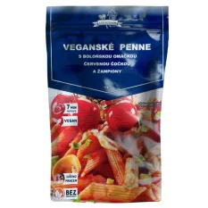 FDC Veganské penne s boloňskou omáčkou červenou čočkou a žampiony