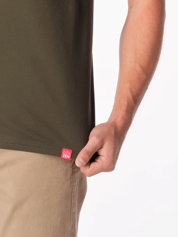 CityZen Agen pánské bavlněné triko krátký rukáv, kulatý výstřih, Dark khaki