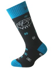 Lasting SJW dětské merino lyžařské ponožky černá/tm. modrá
