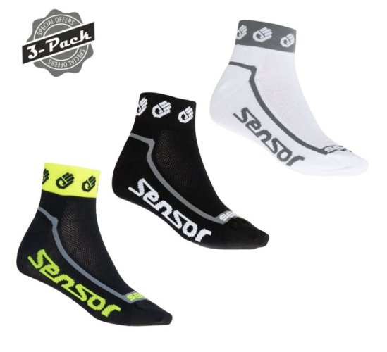 Sensor Ponožky 3-PACK Race lite small hands (černá, bílá, reflexní žlutá)