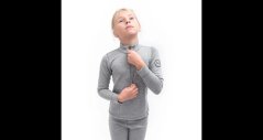 Sensor Merino Bold dětský set triko dl. rukáv zip + spodky cool gray