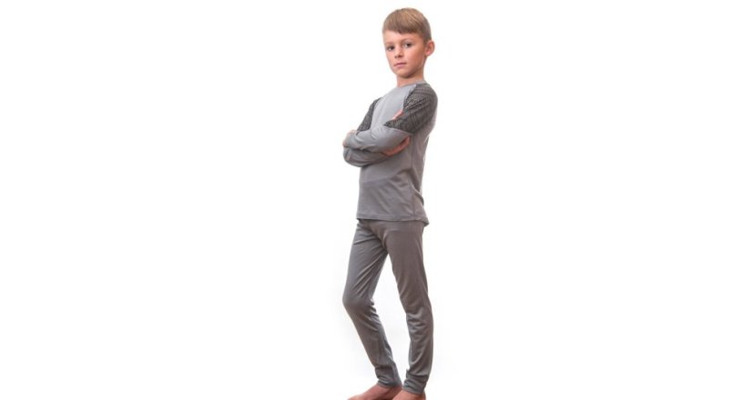 Sensor Merino Impress dětský set – tričko a spodky, Šedá/maori