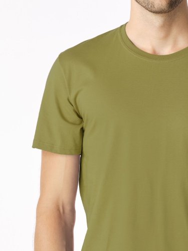 CityZen Agen pánske bavlnené tričko s okrúhlym výstrihom, olivová