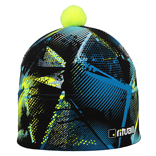Rituall čepice Stelvio TROJÚHELNÍKY šrafované, modrá/fluo žlutá