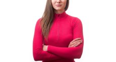 Sensor Merino Double Face dámské tričko s dlouhým rukávem, krátký zip, Magenta