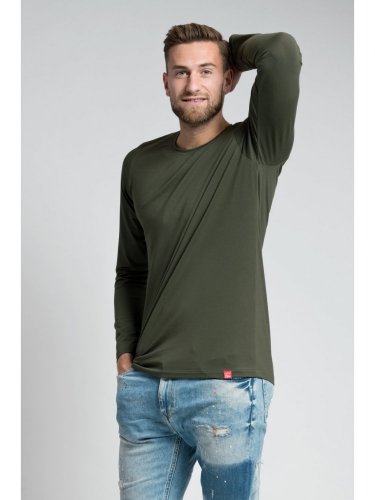 CityZen Cali pánské bavlněné triko dlouhý rukáv Dark khaki