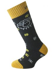Lasting SJW dětské merino lyžařské ponožky černá/hořčicová