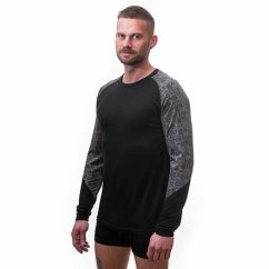 Sensor Merino Impress pánské tričko dlouhý rukáv černá/skulls