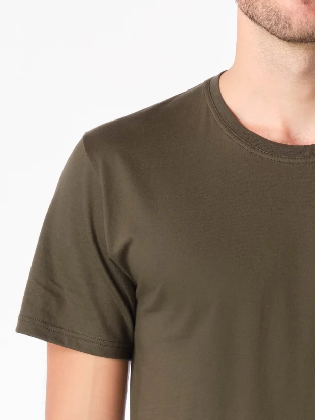 CityZen Agen pánské bavlněné triko krátký rukáv, kulatý výstřih, Dark khaki