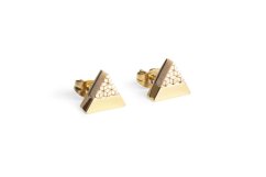 BeWooden Virie Earrings Triangle, kovové náušnice s dřevěným detailem