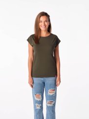 CityZen ALTA dámske bavlnené tričko s kimono rukávom a elastanem, dark khaki