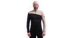 Sensor Merino Extreme Up  pánska mikina dl. rukáv zips čierna/almond beige