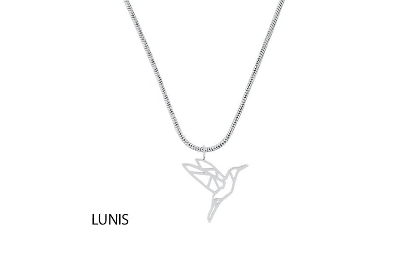 BeWooden řetízek Lunis ptáček, nerez