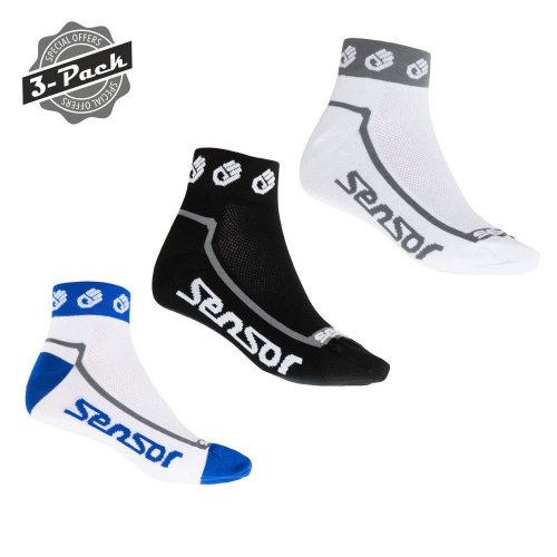 Sensor Ponožky 3-PACK Race lite small hands (černá, modrá, bílá)