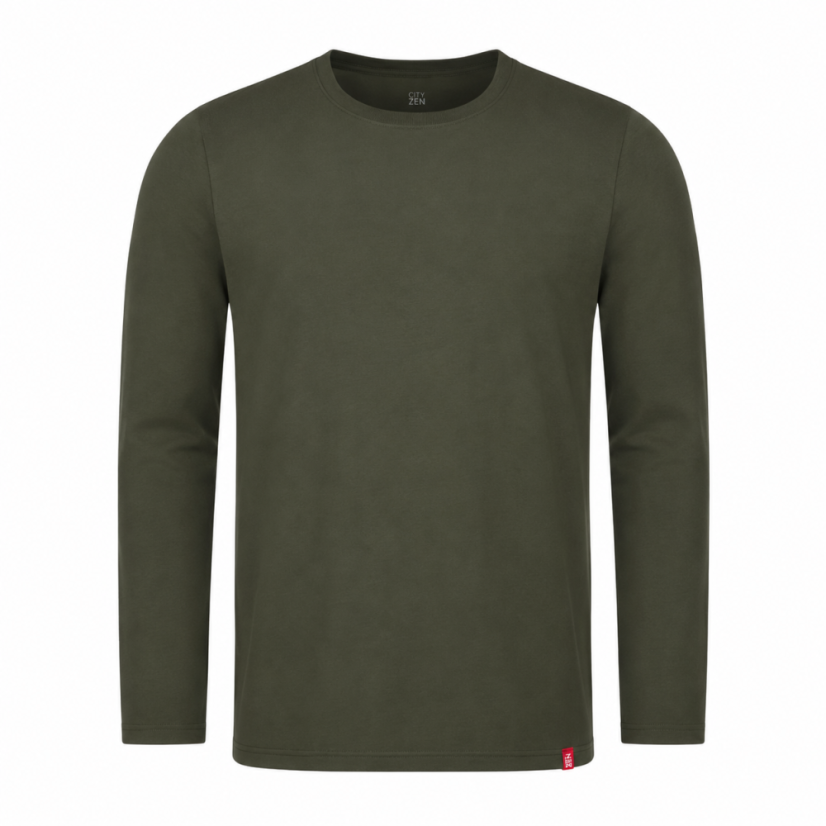 CityZen Cali pánske bavlnené tričko s dlhým rukávom Dark khaki