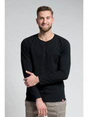 CityZen pánské bavlněné triko dlouhý rukáv černé