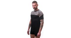Sensor Merino Impress pánské tričko krátký rukáv černá/skulls