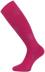 Lasting SWOS merino lyžařská podkolenka s mini kamínky, růžová