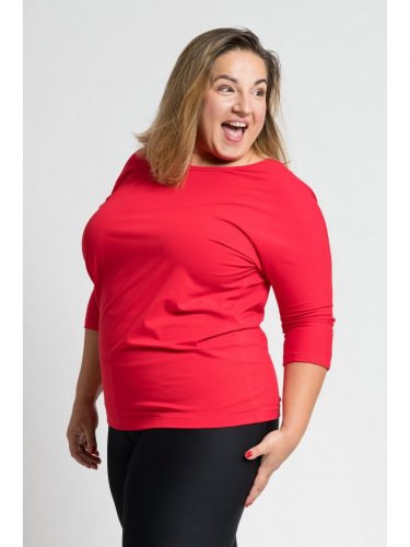 CityZen dámské bavlněné triko, Plus size 3/4 rukáv, červené