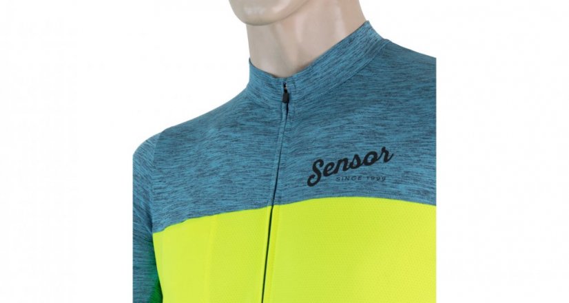Sensor Cyklo Motion pánský dres krátký rukáv celozip modrá/žlutá