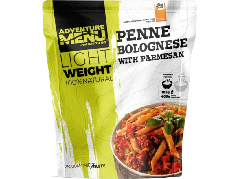 AdventureMenu LightWeight Penne bolognese Standartní porce 105g AdventureMenu LightWeight Penne bolognese Standartní porce 105g