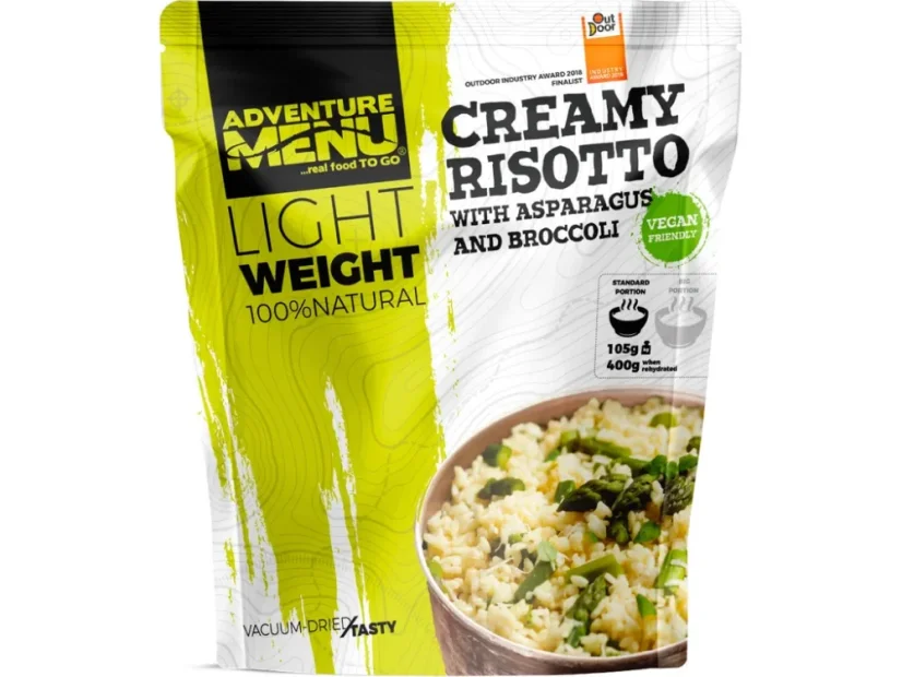 AdventureMenu Lightweight Štandardná porcia Krémové rizoto so špargľou a brokolicou – Vegan 105 g/400 g AdventureMenu Lightweight Štandardná porcia Krémové rizoto so špargľou a brokolicou – Vegan 105 g/400 g