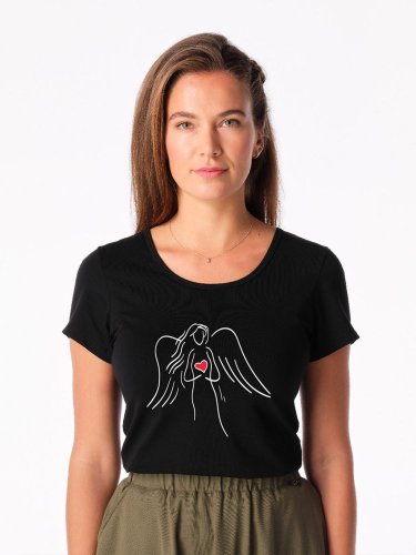 CityZen BREDA dámske tričko čierne s potlačou Anjel