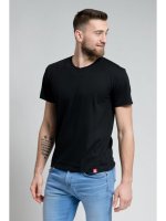 CityZen Bondy pánské bavlněné triko s výstřihem V, kr. rukáv černé