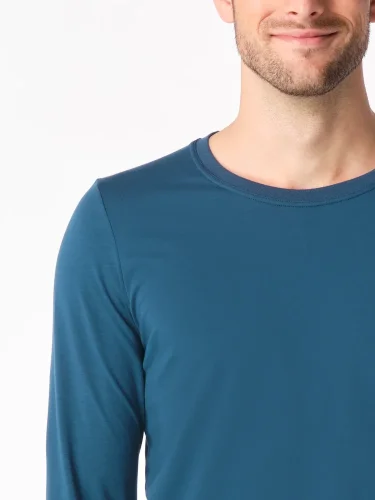 CityZen Cali pánske bavlnené tričko dlhý rukáv modrozelené