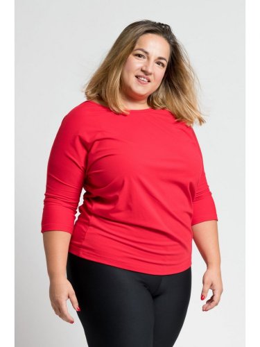 CityZen dámské bavlněné triko, Plus size 3/4 rukáv, červené