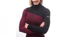 Sensor Merino Extreme Dámské tričko dlouhý rukáv, zip, port red/černá