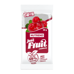 Nutrend Just Fruit Šťavnatá tyčinka s 50 % ovoce, 30g, brusinka