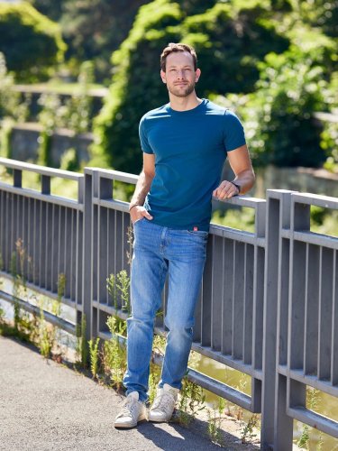 CityZen Davos pánske tričko slim fit modrozelené