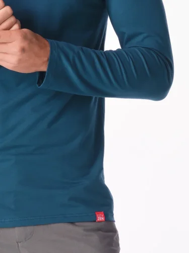 CityZen Cali pánske bavlnené tričko dlhý rukáv modrozelené